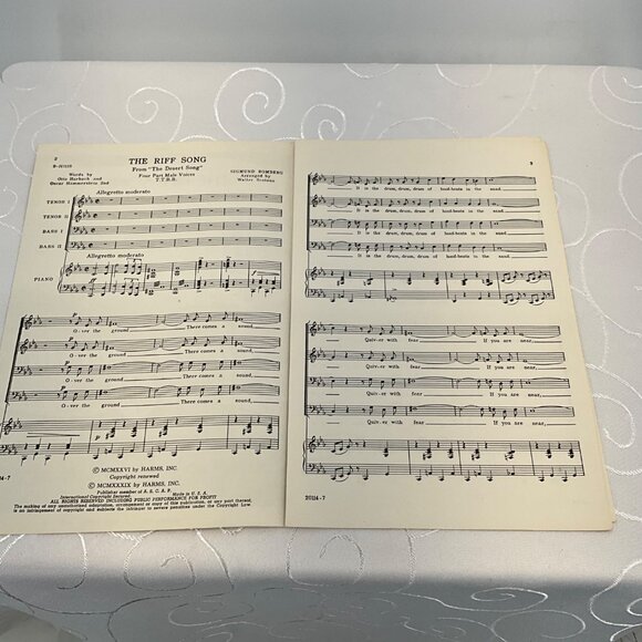 Vintage 1952 The Riff Song Sheet Music Secular Choral Music By Harms Inc. New Yo - Picture 2 of 2